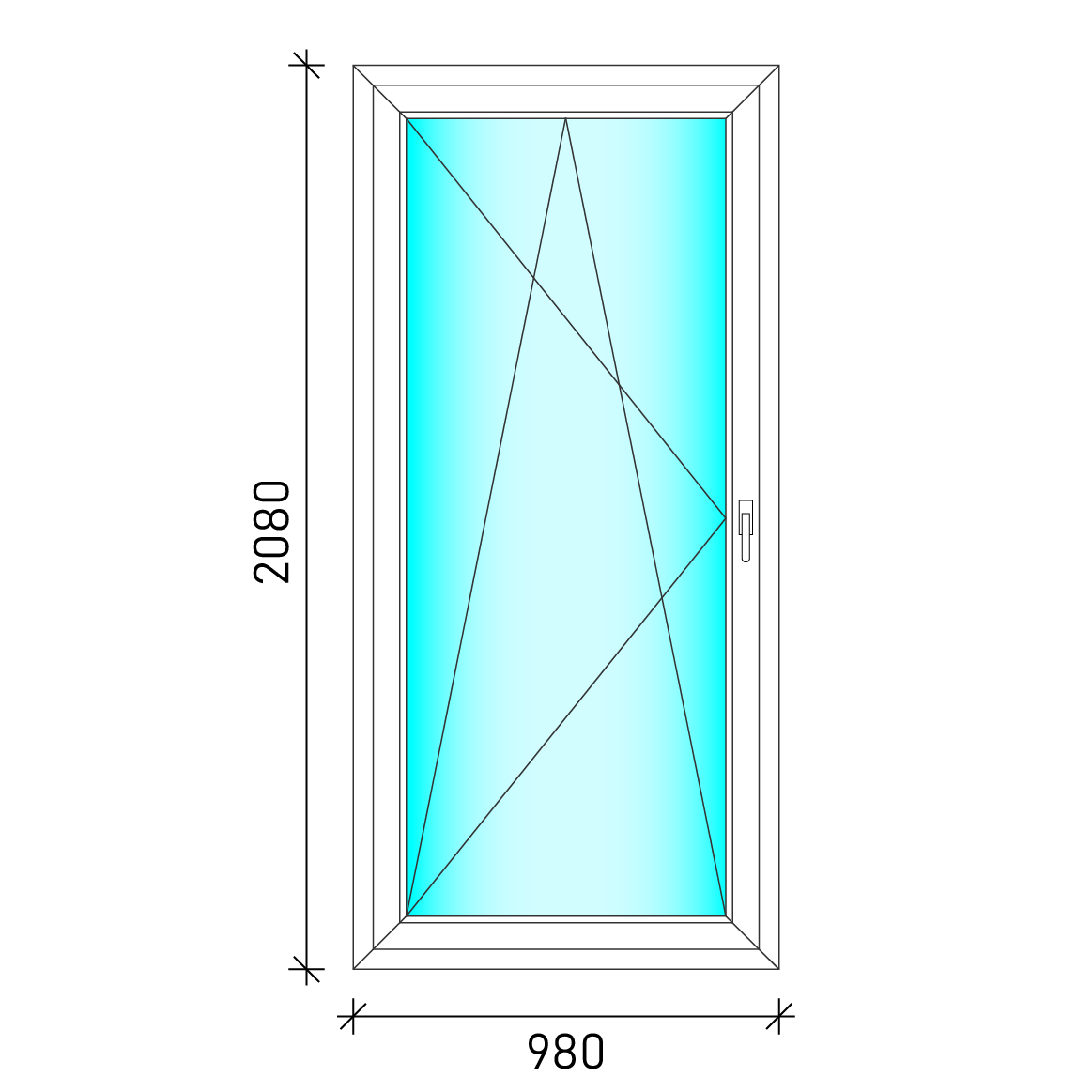 100x210 erkélyajtó - Bukó nyíló erkélyajtó