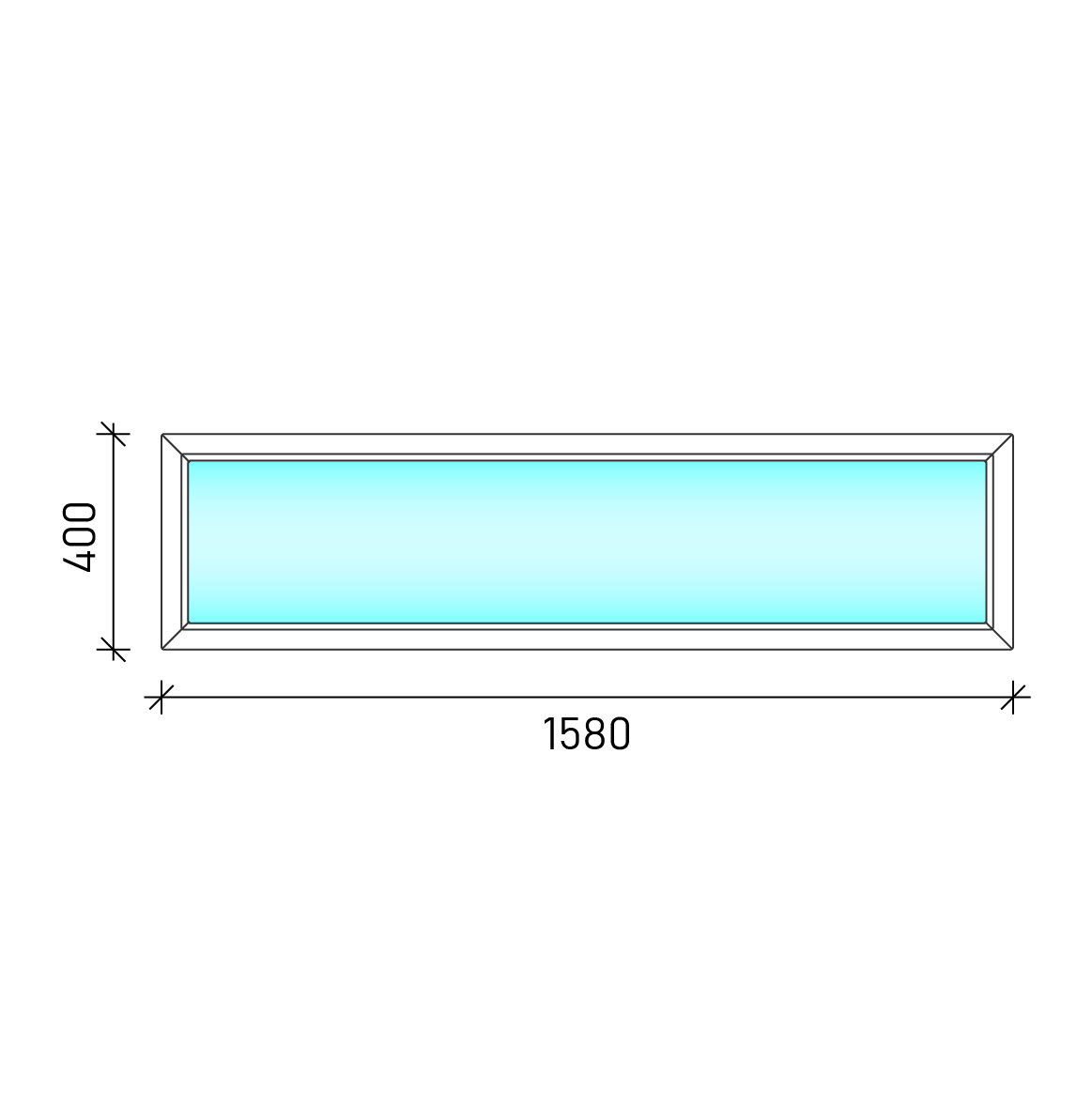 160x40 ablak - Fix felülvilágító műanyag ablak