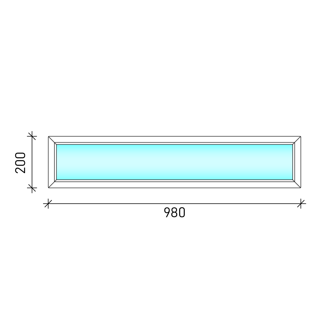 100x20 Fix felülvilágító műanyag ablak