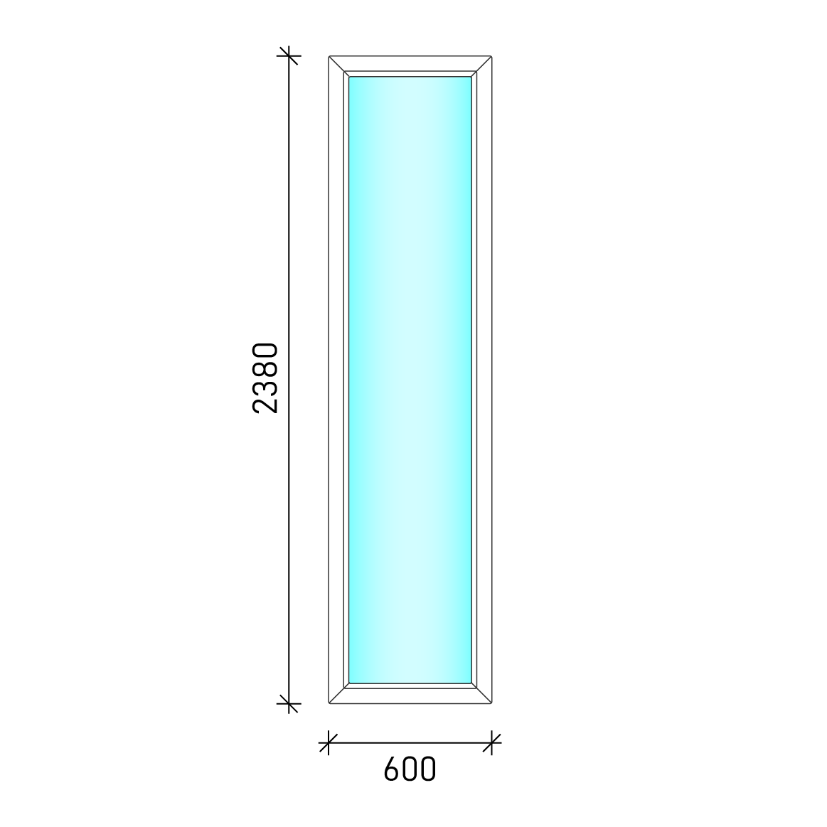 60x240 Fix oldalvilágító műanyag ablak