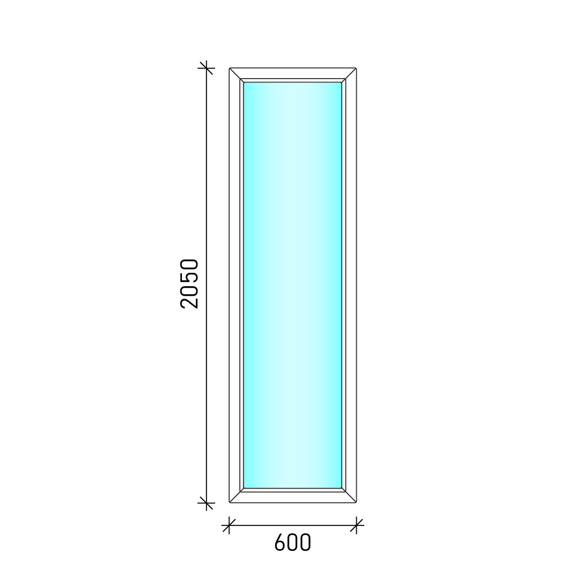 60x205 Fix oldalvilágító műanyag ablak