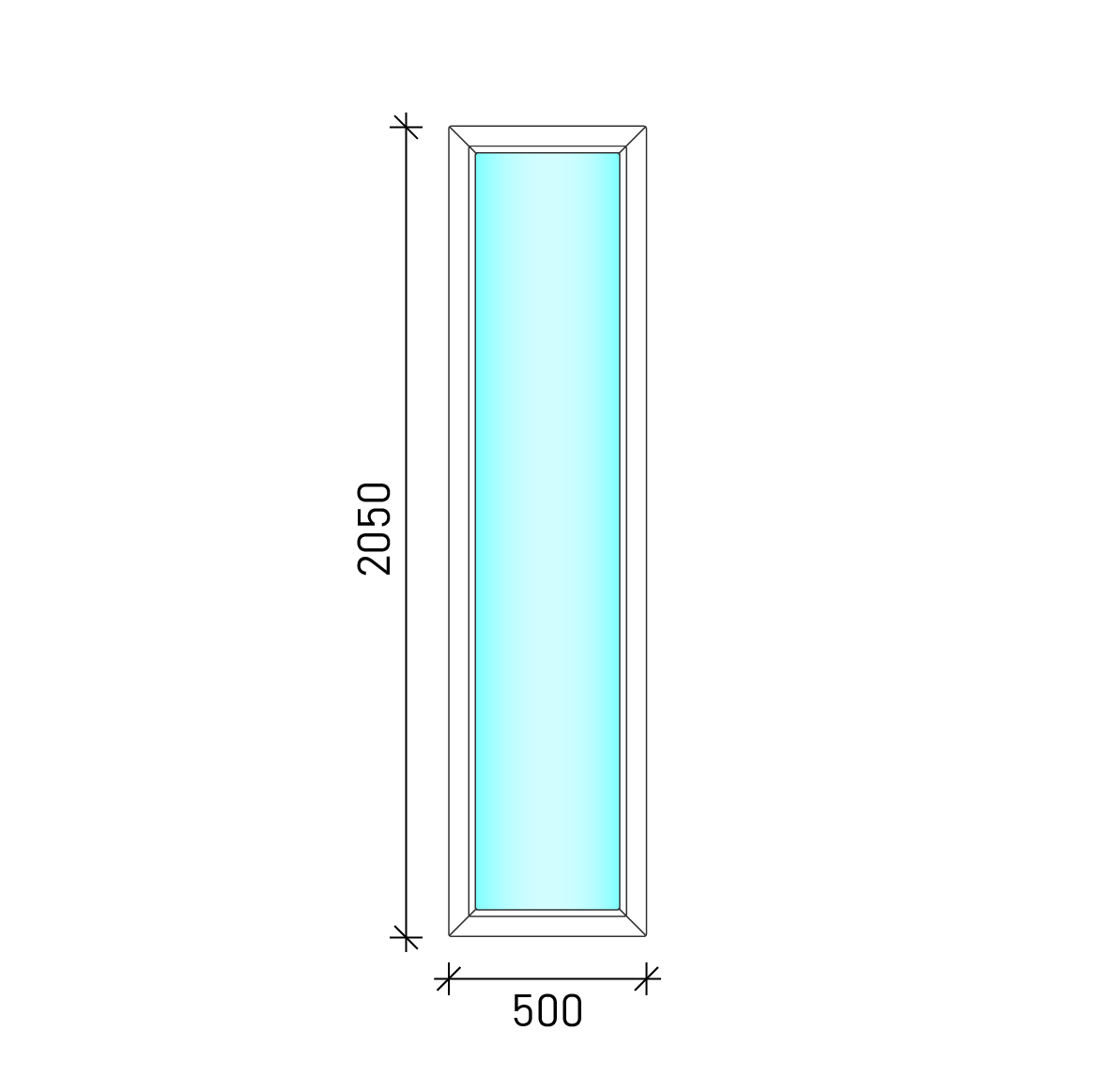 50x205 Fix oldalvilágító műanyag ablak
