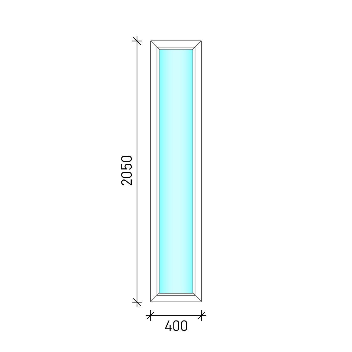 40x205 Fix oldalvilágító műanyag ablak