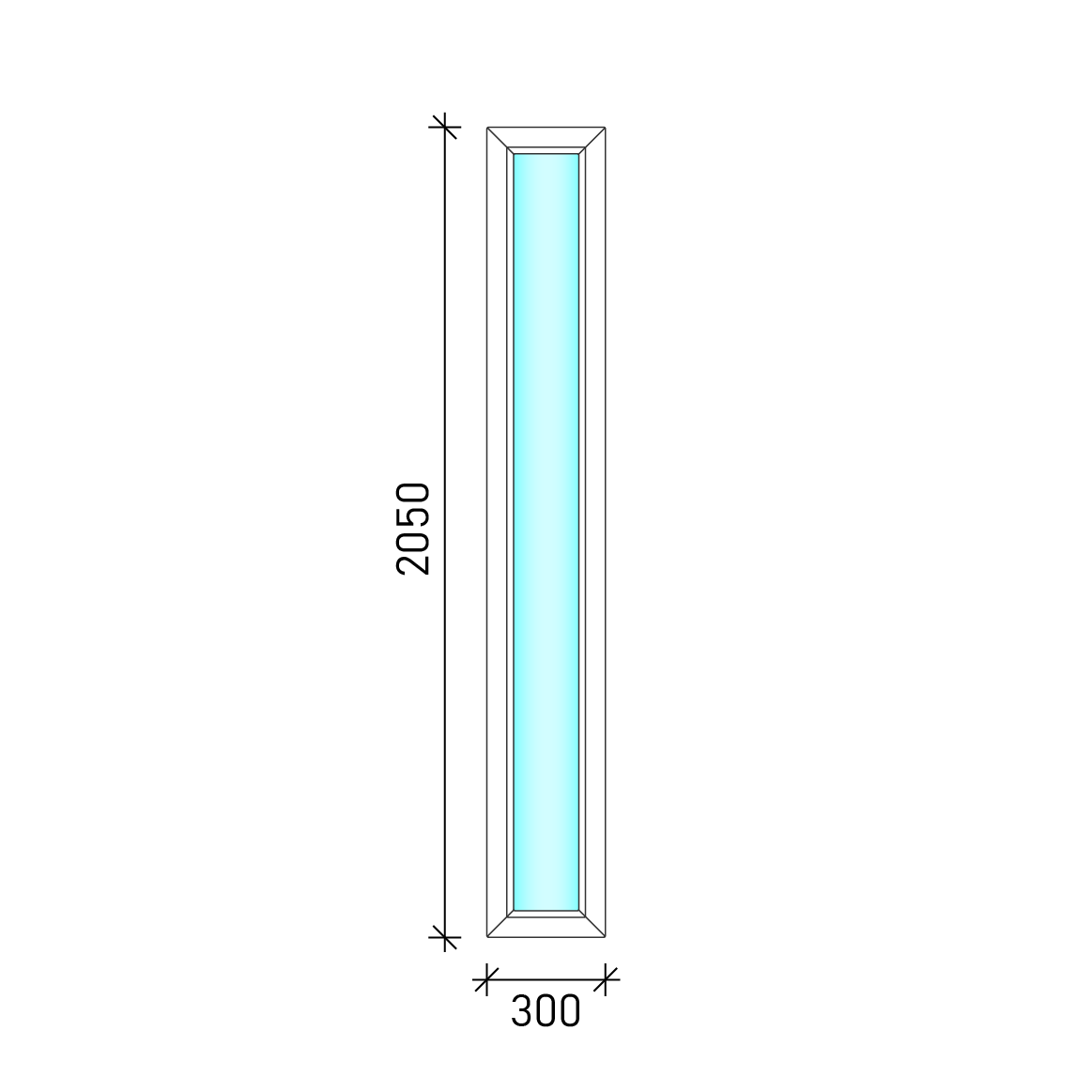 30x205 Fix oldalvilágító műanyag ablak