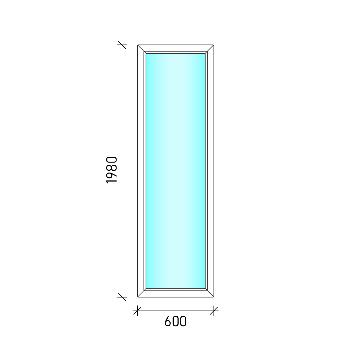 60x200 Fix oldalvilágító műanyag ablak