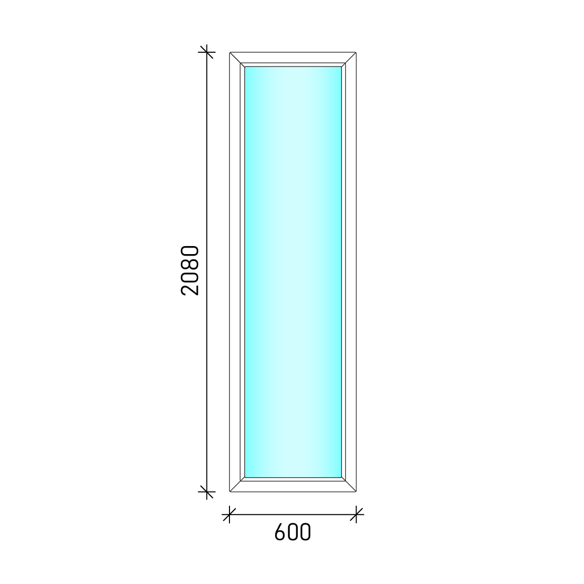 60x210 Fix oldalvilágító műanyag ablak