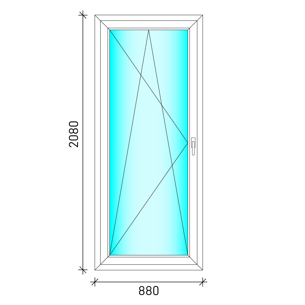 90x210 Bukó-nyíló erkélyajtó