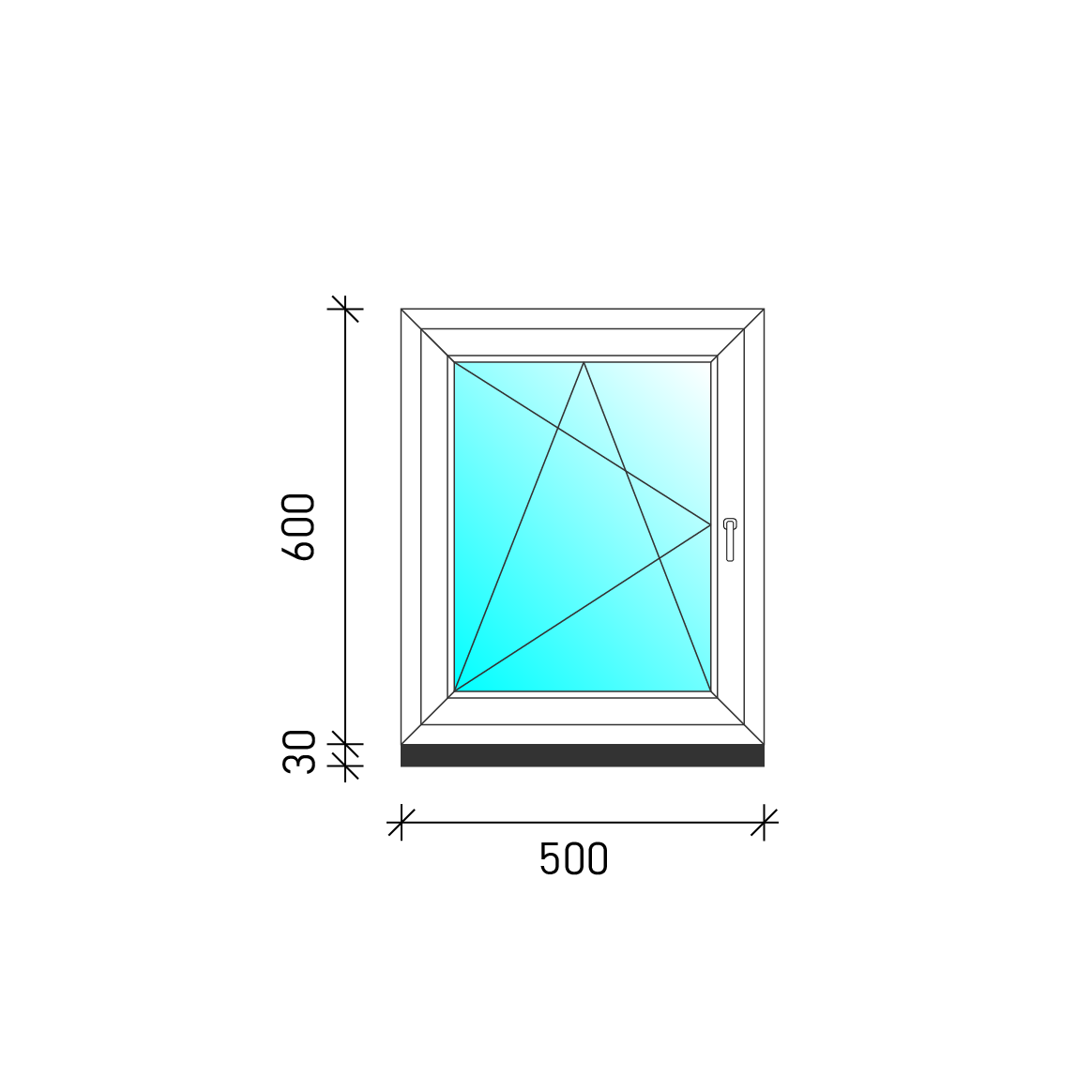 50x60 Bukó-nyíló műanyag ablak