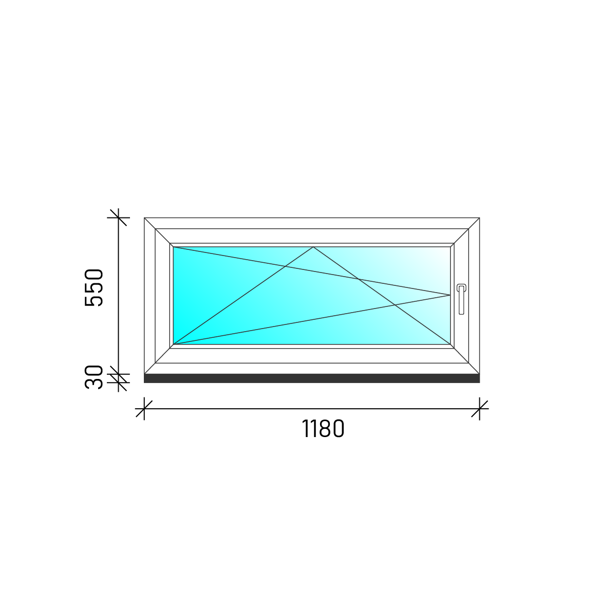 120x60 Bukó-nyíló műanyag ablak
