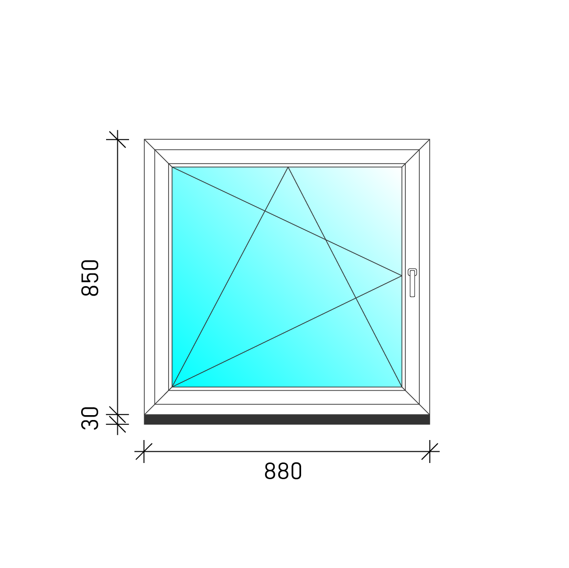 90x90 Bukó-nyíló műanyag ablak