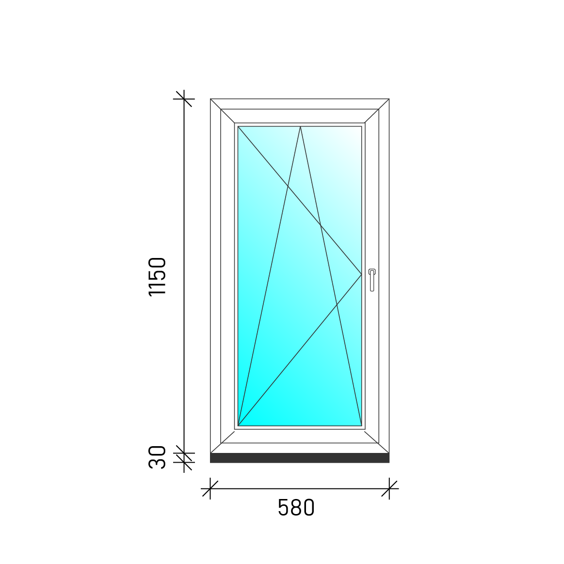 60x120 Bukó-nyíló műanyag ablak