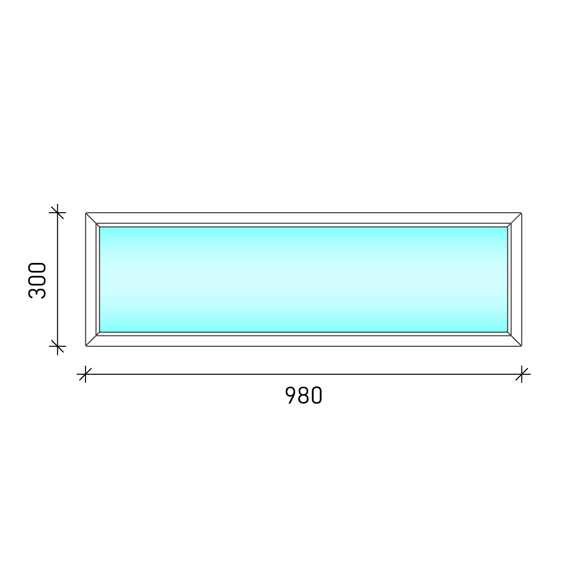 100x30 Fix műanyag felülvilágító ablak