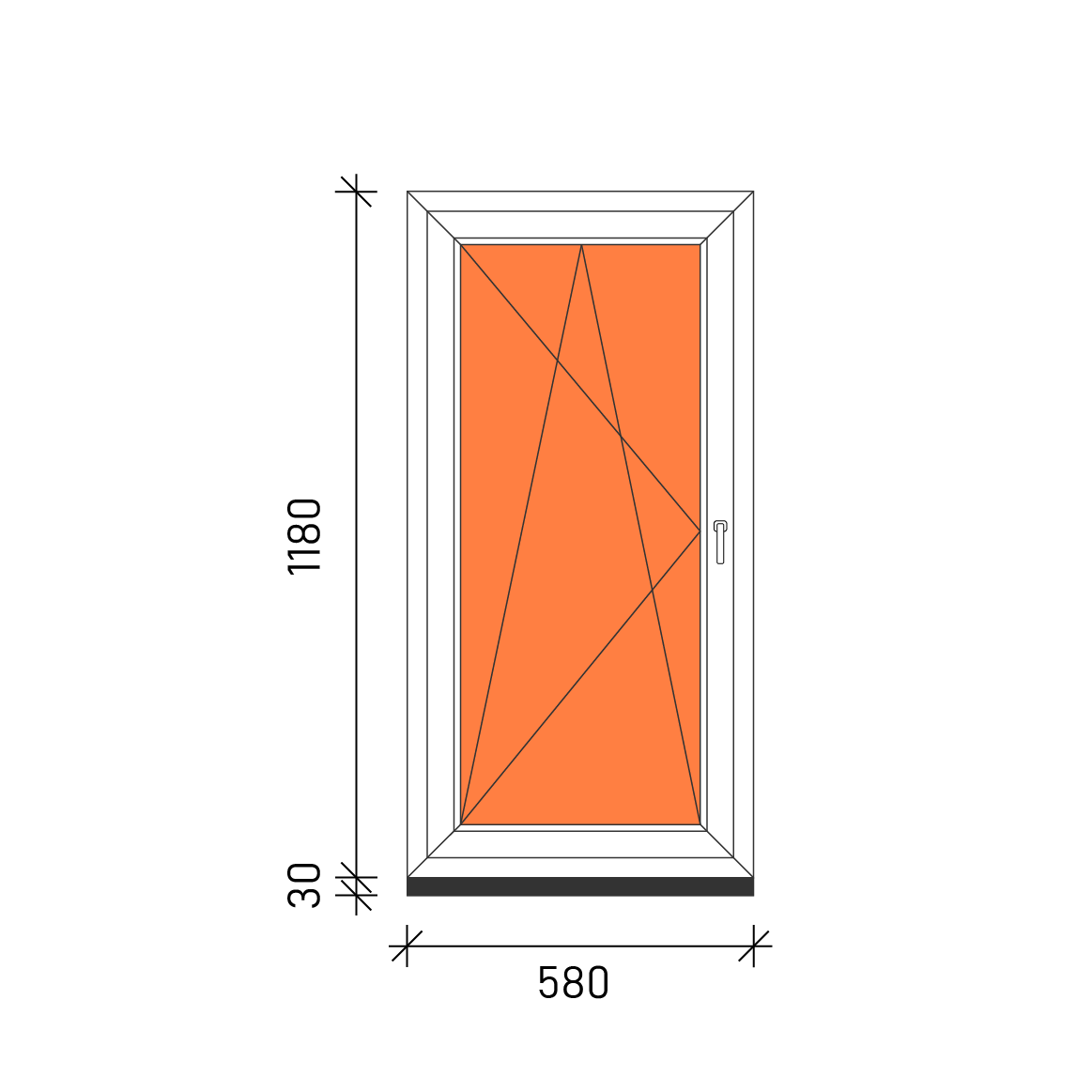 60x120 Bukó-nyíló műanyag ablak 3 rétegű üveggel